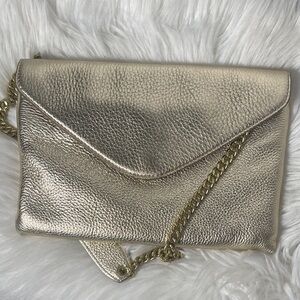 J.Crew Metallic Gold Invitation Envelope Crossbody Clutch